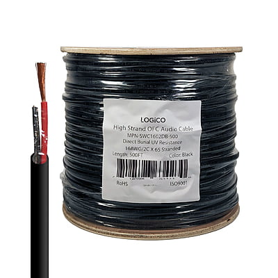Speaker Wire 16/2 BC/OFC Outdoor/DB/UV Resistant 500FT Black