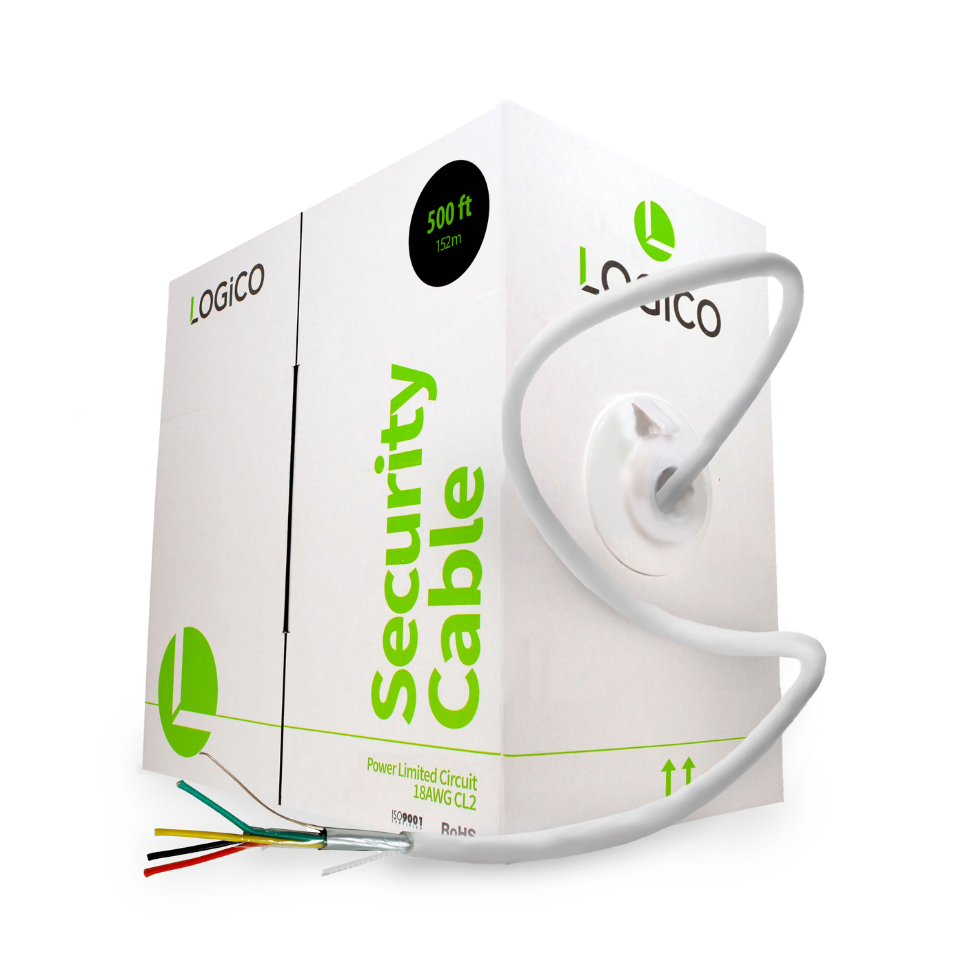 Security Cable 18/4 Shielded CCA Stranded 500Ft White