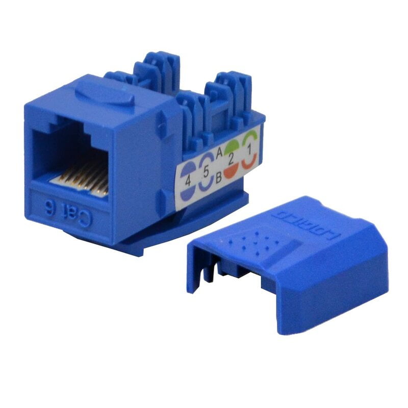Modular Cat6 Keystone Punch Down Type Blue Modular Cat6 Keystone Punch Down Type Blue