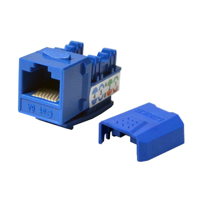 Modular Cat6a Utp Keystone Punch Down Type Blue Modular Cat6a Utp Keystone Punch Down Type Blue