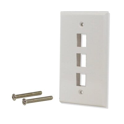 3 Port Flat Wall Plate - White