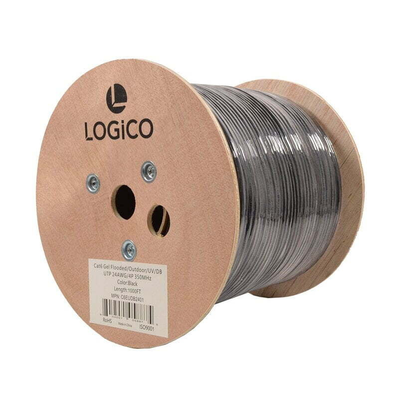 Cat6 Utp Outdoor Direct Burial W/Gel Bc 23Awg 1000Ft Black