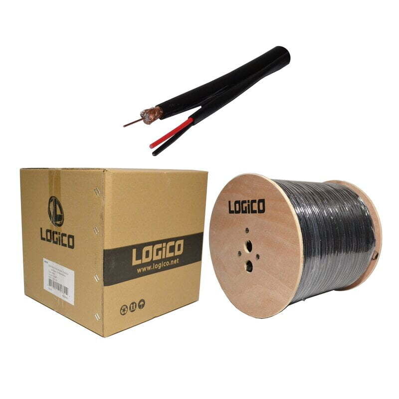 Rg59 Siamese Cable 1000Ft 18/2Awg+2Dc Black Direct Burial Pe Jacket + Water Block Gel