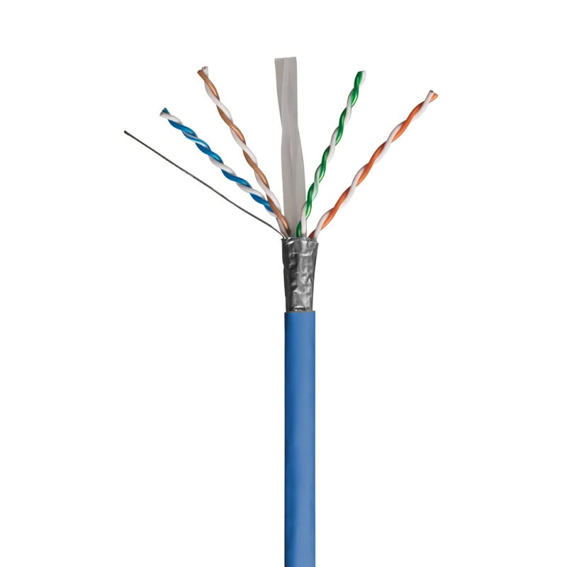 Cat6 FTP Shielded Riser (CMR) Bulk Ethernet Cable 550Mhz Pure Copper Blue 1000ft