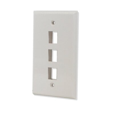 3 Port Flat Wall Plate - White