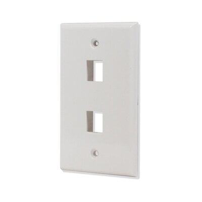 2 Port Flat Wall Plate - White 2 Port Flat Wall Plate - White