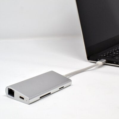 Hub - Type C To 1X Hdmi 4K+ 3Xusb 3.0 + Card Reader With Pd - Silver Hub - Type C To 1X Hdmi 4K+ 3Xusb 3.0 + Card Reader With Pd - Silver