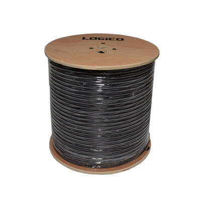 Rg59 Siamese Cable 1000Ft 18/2Awg+2Dc Black Direct Burial Pe Jacket + Water Block Gel