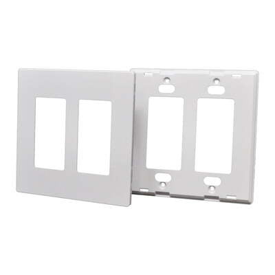 2-Gang Screwless Snap-On Decorator Wall Plate - White