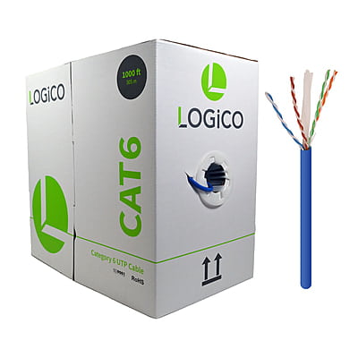 Cat6 UTP CCA Cable 23AWG 1000Ft Blue