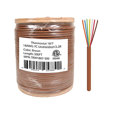 18/7 Thermostat Wire 18 Gauge Solid Copper CMR Heating HVAC AC Cable 500FT