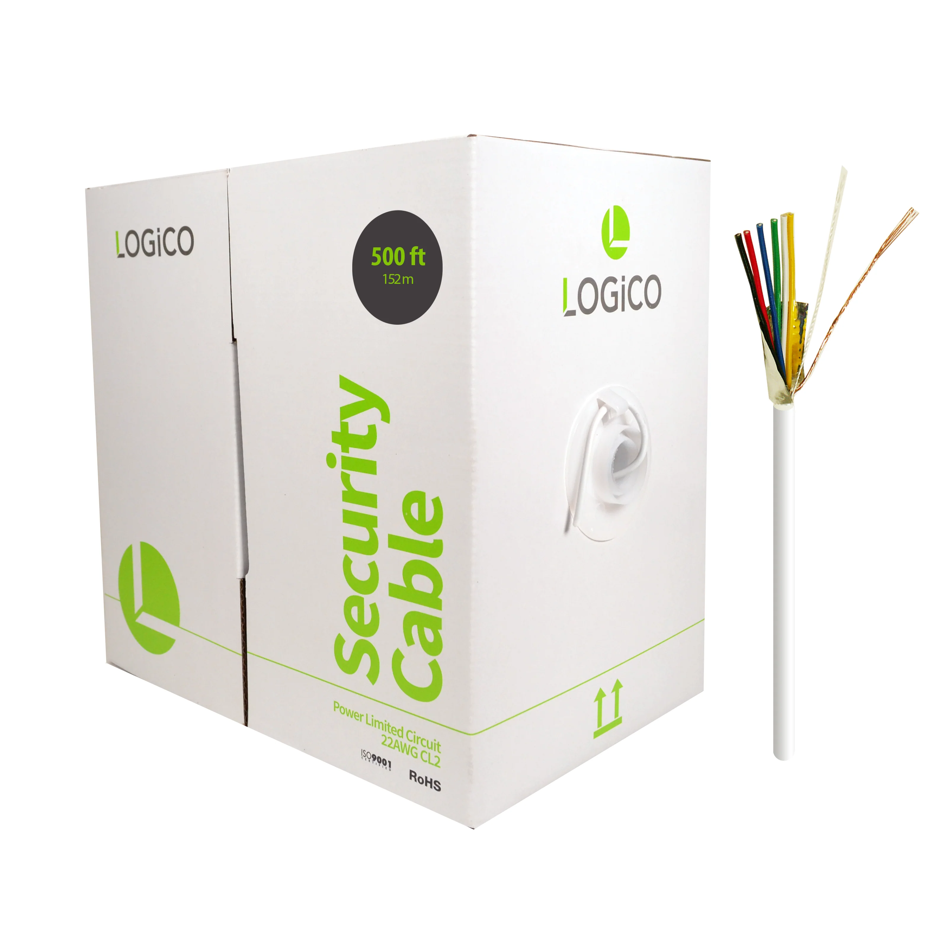 SECURITY CABLE 22/6 CCA STRANDED SHIELDED 500FT WHITE