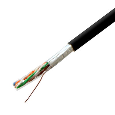 Cat5e STP/FTP Outdoor  Direct Burial CCAg 24AWG 1000Ft Black