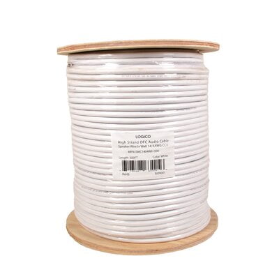 Speaker Wire In Wall 14/4 BC/Ofc 500Ft White Speaker Wire In Wall 14/4 BC/Ofc 500Ft White