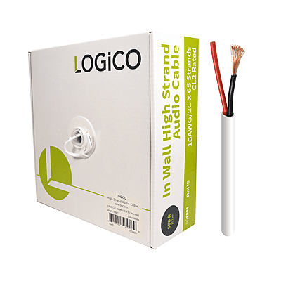 In Wall Speaker Wire CCA Cl2 16AWG/2C High Strand 2X65/0.16 White 500Ft