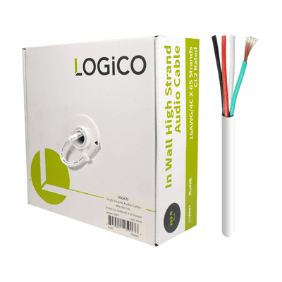 In Wall Speaker Wire CCA Cl2 16AWG/4C High Strand 4X65/0.16 White 250Ft