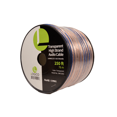 Speaker Wire CCA 14AWG/2C High Strand 2X99/0.16 Transparent 250Ft