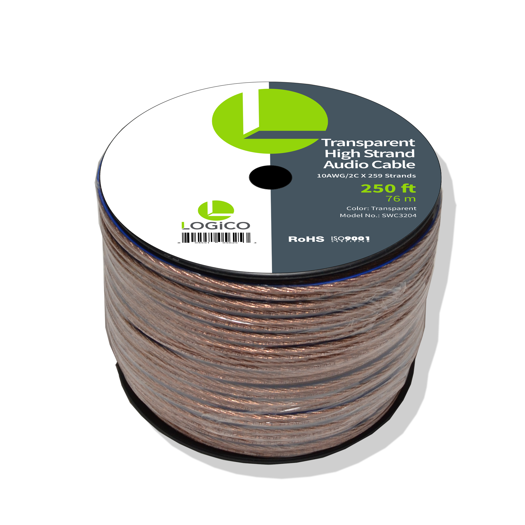 Speaker Wire CCA 10AWG/2C High Strand 2X189/0.16 Transparent 250Ft